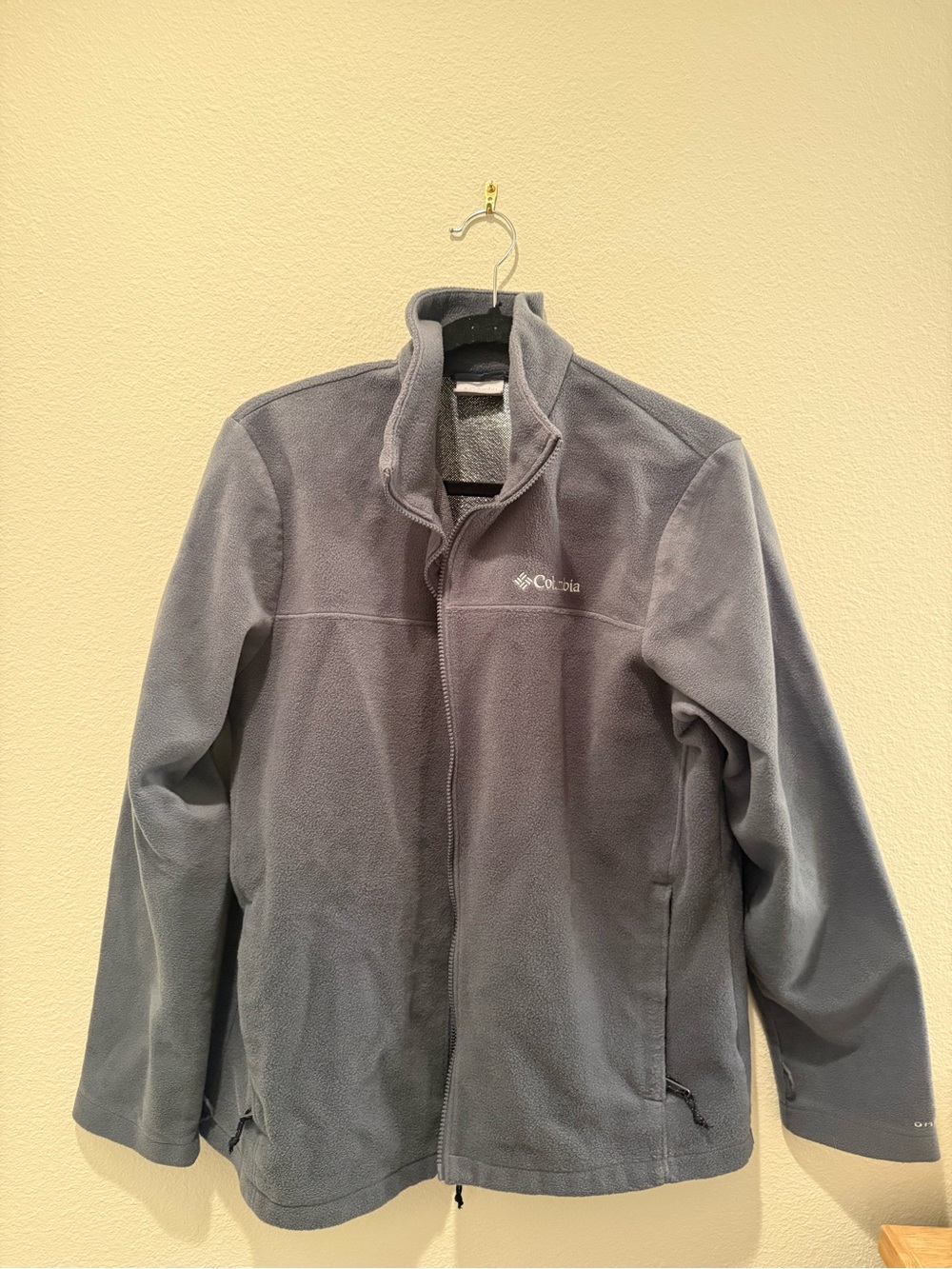 Columbia Omni-Heat Fleece Jacket Mens Large Grey Full Zip Thermal Mock Neck